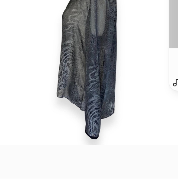 Tahari Long Sheer Blouse Snakeskin Black Gray Print Button Down Top - Picture 7 of 12